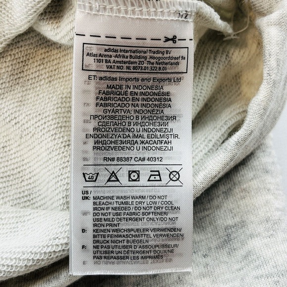 Womens S Adidas Must Have‎ Heather Sweatshirt Grey Off White Cropped Loose Fit - Picture 6 of 7